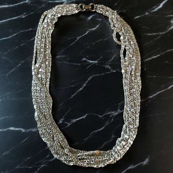 Vintage Stamped SARAH COVENTRY Multi-Strand Silver-Tone Chain Necklace - Picture 2 of 9